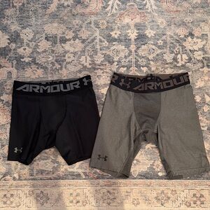 Under Armour Black & Gray Men's Performance Compression Shorts (Pair)